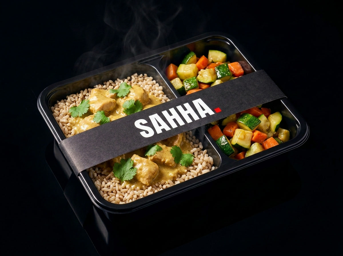 Curry de dinde coco et riz complet dans la barquette SAHHA