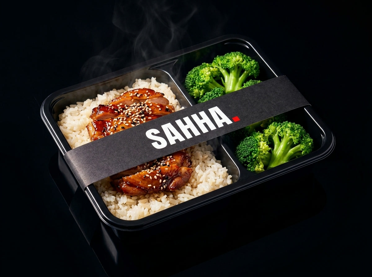 Poulet teriyaki et riz jasmin dans la barquette SAHHA