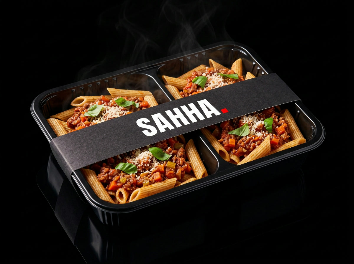 Bolognaise sportive et penne dans la barquette SAHHA